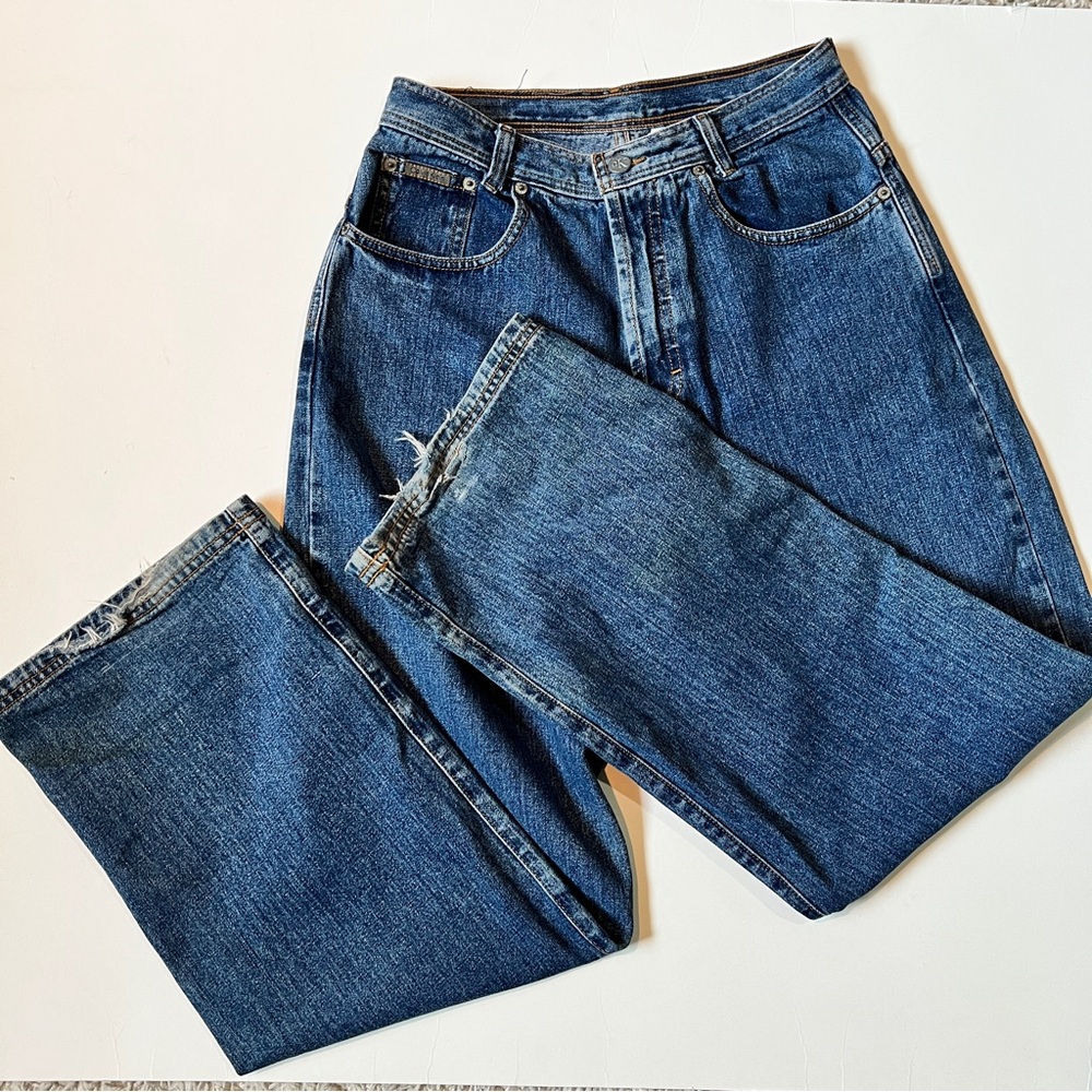 Vintage Calvin Klein Wide Leg Jeans with High-Waisted Fit - Picture 4 of 15